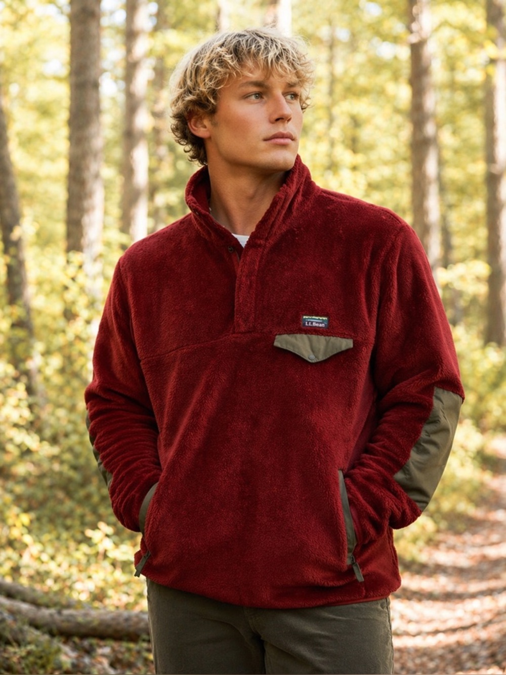 L. L. Bean burnt orange men’s high pile fleece sherpa outdoor pullover XL Reg.